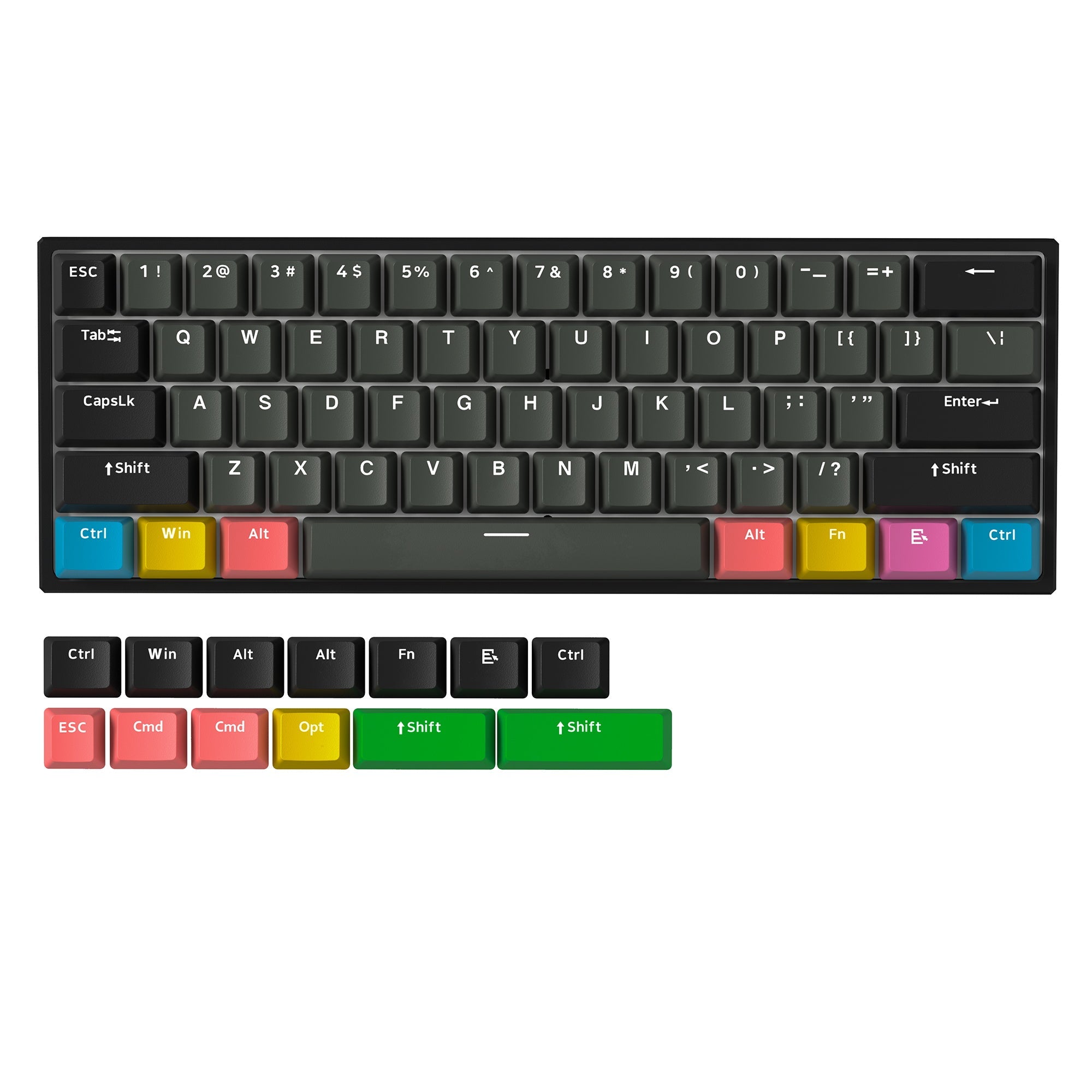 XVX H61 Coral Sea Themed Aluminum Wired RGB Mechanical Keyboard