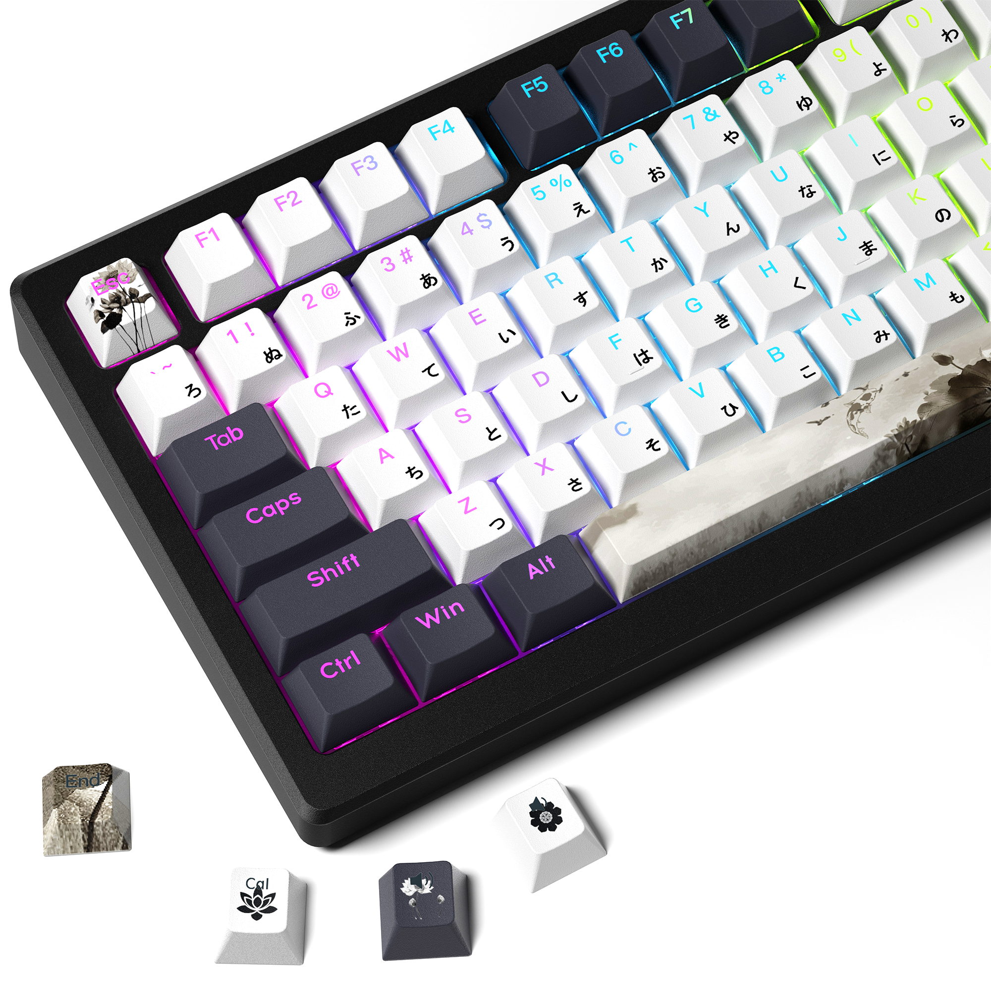 XVX Lotus Cherry Profile Shine-Through Dye-Sub PBT Keycap Set (133-Key)