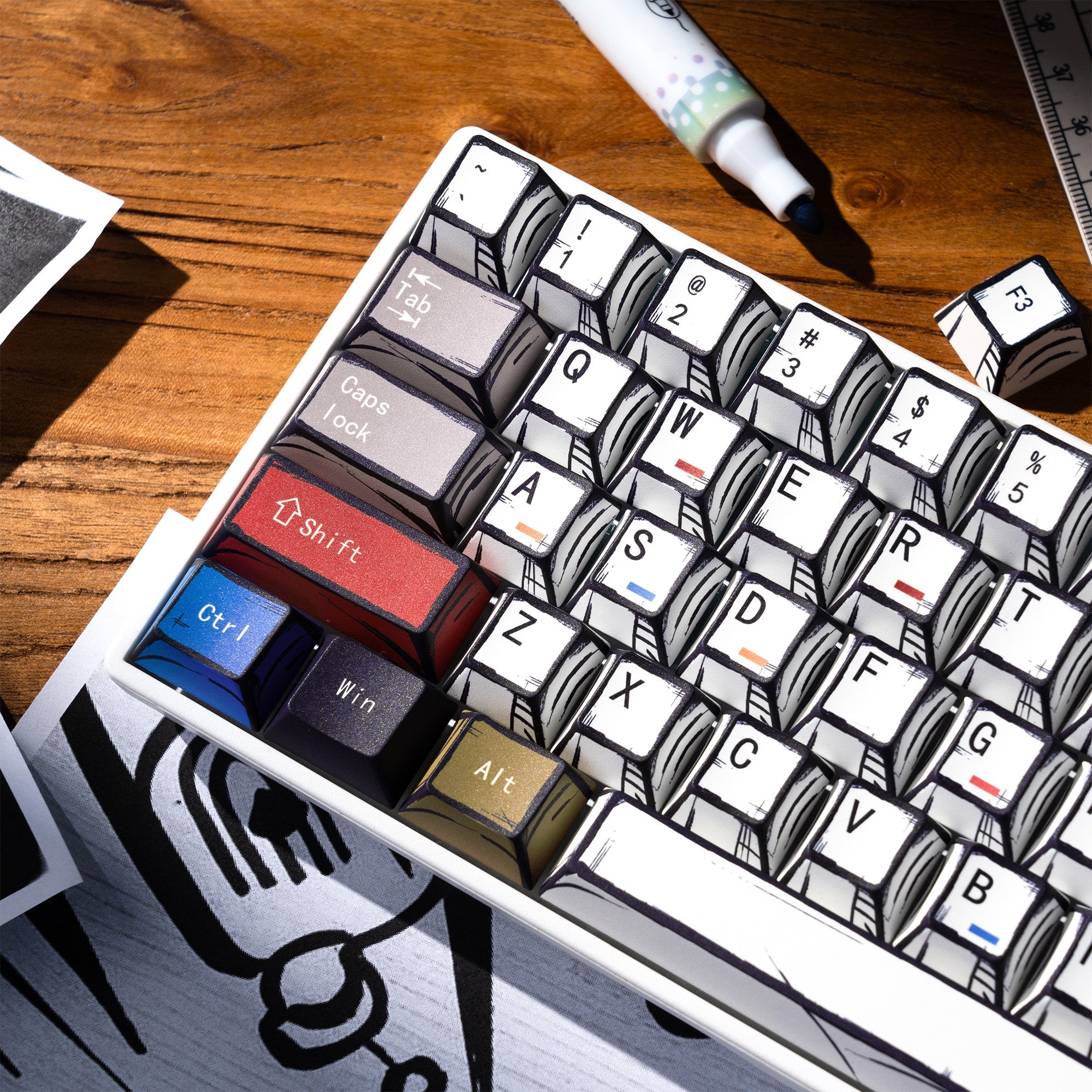 XVX Manga Graffiti Cherry Profile 134-Key Dye-Sublimation PBT Keycap Set