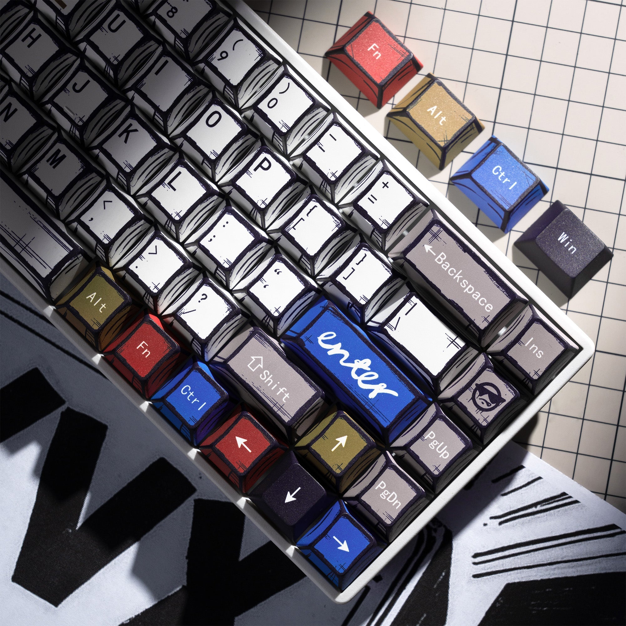 XVX Manga Graffiti Cherry Profile 134-Key Dye-Sublimation PBT Keycap Set