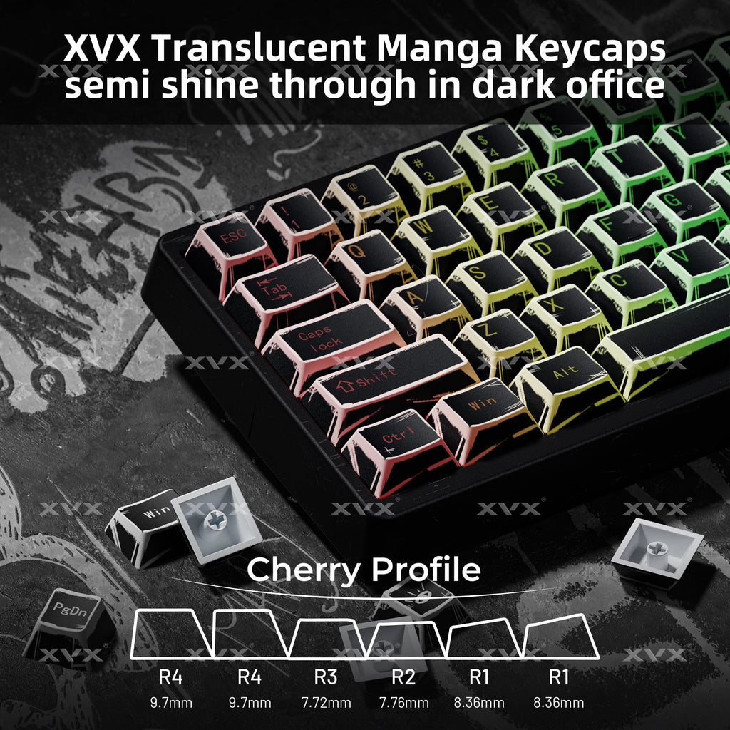 XVX Manga Graffiti Cherry Profile 134-Key Dye-Sublimation PBT Keycap Set