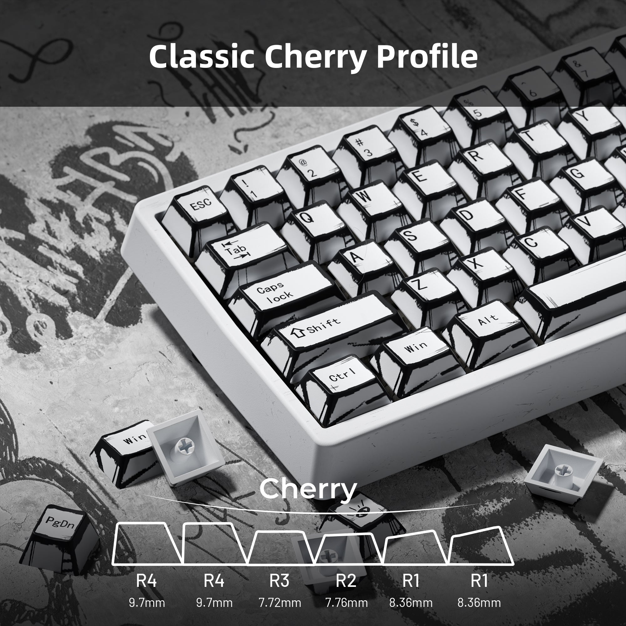 XVX Manga Graffiti Cherry Profile 134-Key Dye-Sublimation PBT Keycap Set