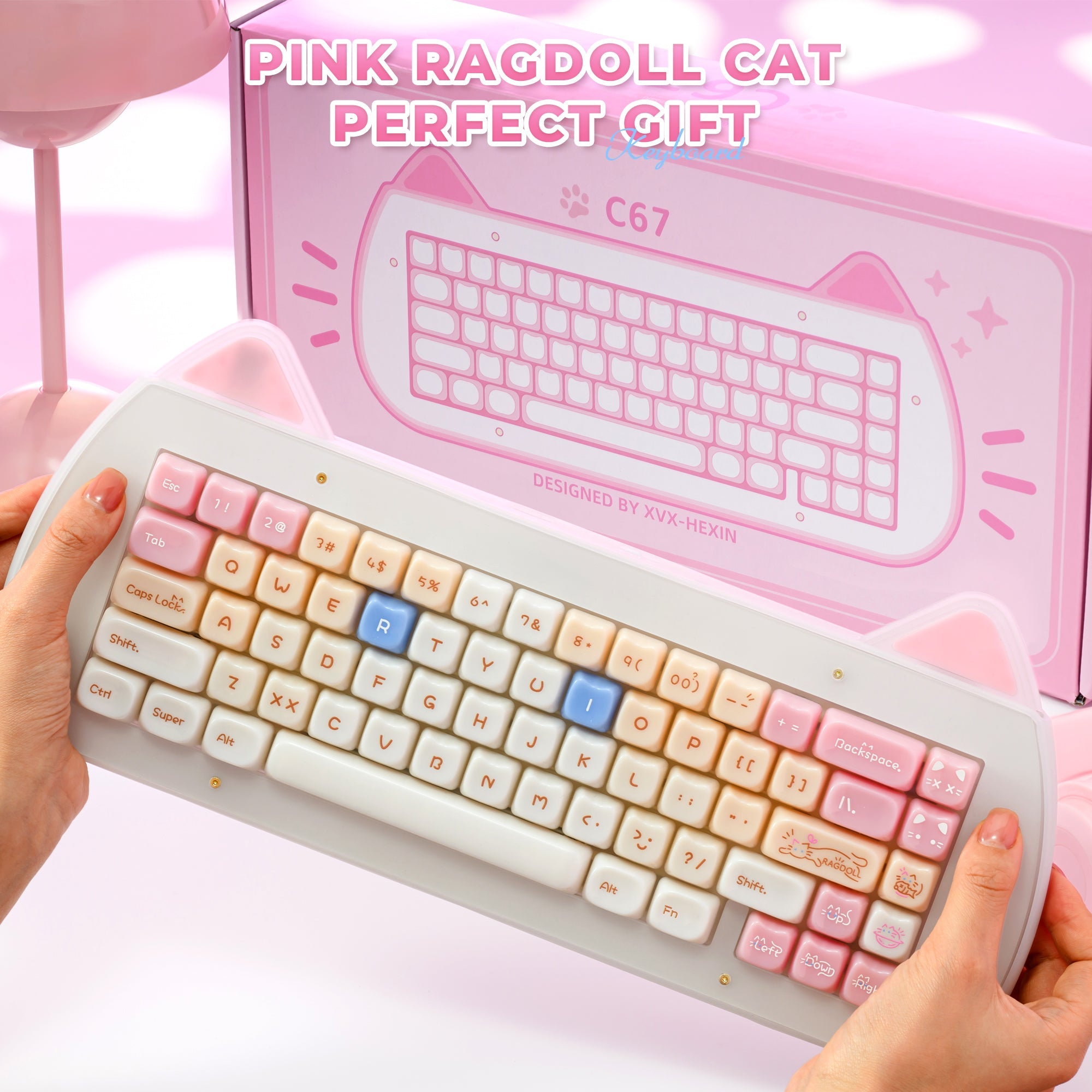 XVX C67 AcriCat Themed Wireless Acrylic Mechanical Keyboard
